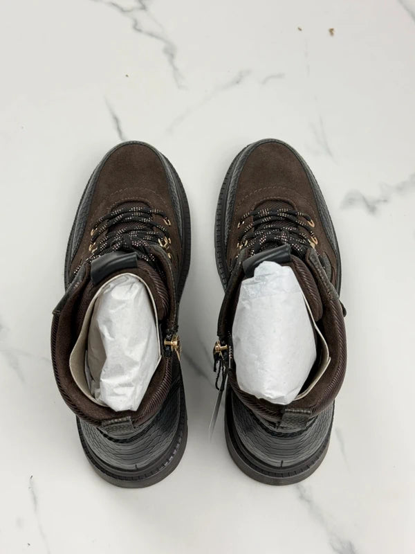 Tamaris Damen Schnürboots Braun mit Gold-Details Gr. 39