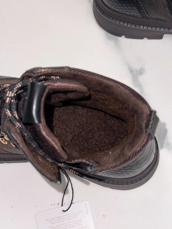 Tamaris Damen Schnürboots Braun mit Gold-Details Gr. 39