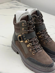 Tamaris Damen Schnürboots Braun mit Gold-Details Gr. 39