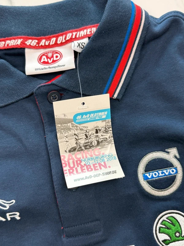 AvD Oldtimer Grand Prix 2018 Langarm Poloshirt Dunkelblau Gr. XS 100% Baumwolle