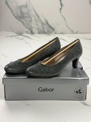 Gabor Damen Pumps Silber Metallic Glitzer Gr. 37,5 Elegant