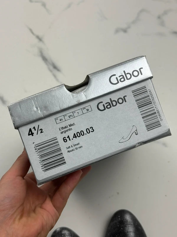 Gabor Damen Pumps Silber Metallic Glitzer Gr. 37,5 Elegant