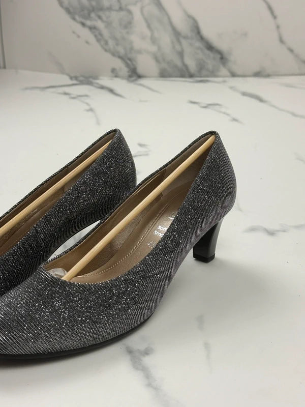 Gabor Damen Pumps Silber Metallic Glitzer Gr. 37,5 Elegant