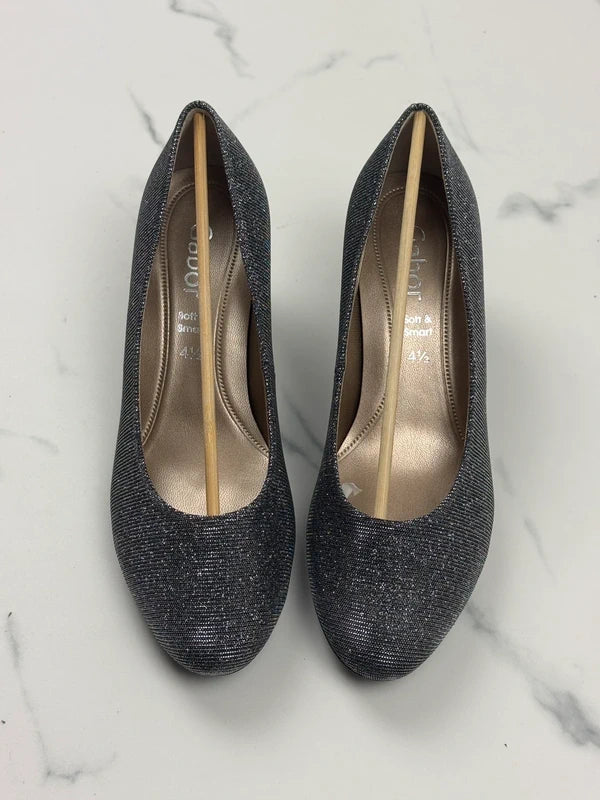 Gabor Damen Pumps Silber Metallic Glitzer Gr. 37,5 Elegant