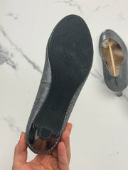 Gabor Damen Pumps Silber Metallic Glitzer Gr. 37,5 Elegant