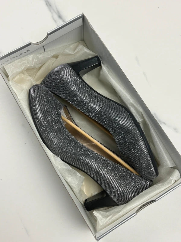 Gabor Damen Pumps Silber Metallic Glitzer Gr. 37,5 Elegant