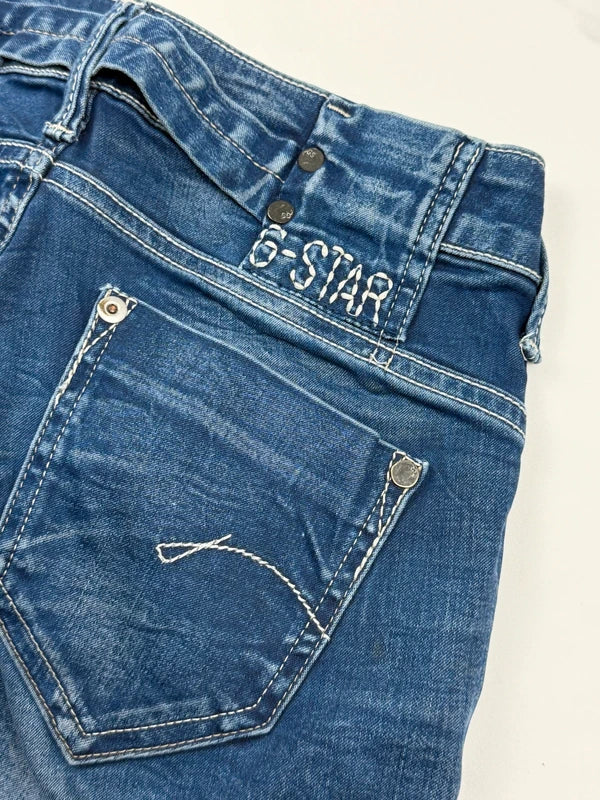 G-Star Damen Jeans Blau Gr. S W27 Bootcut 98% Baumwolle Made in Italy