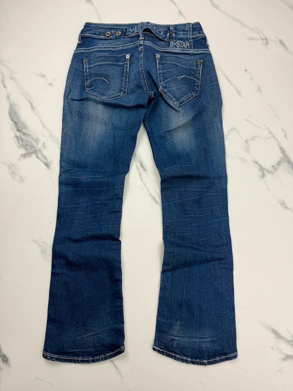 G-Star Damen Jeans Blau Gr. S W27 Bootcut 98% Baumwolle Made in Italy