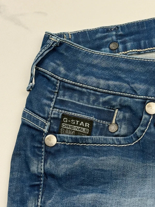 G-Star Damen Jeans Blau Gr. S W27 Bootcut 98% Baumwolle Made in Italy