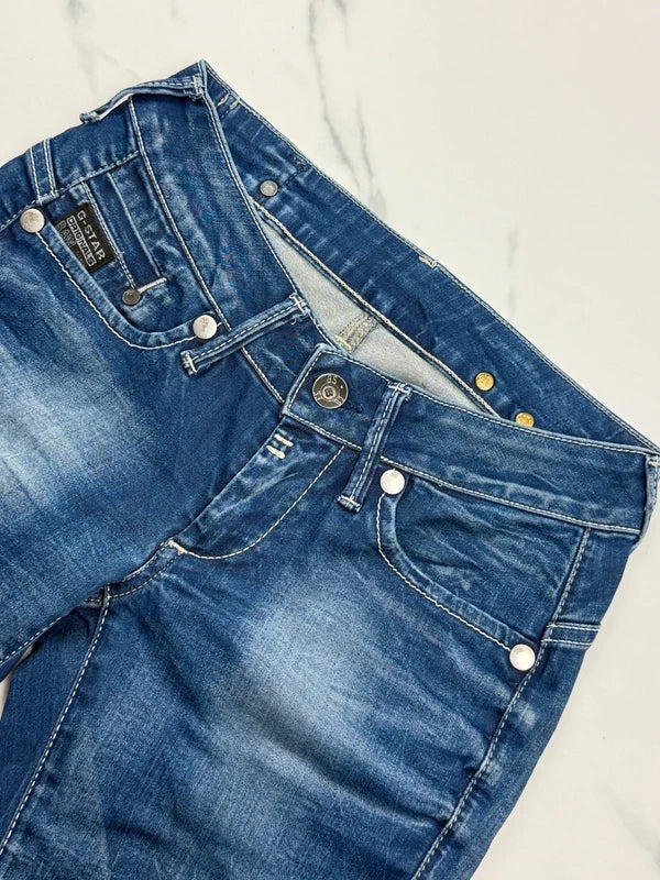 G-Star Damen Jeans Blau Gr. S W27 Bootcut 98% Baumwolle Made in Italy
