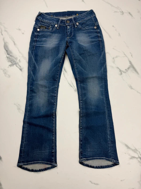 G-Star Damen Jeans Blau Gr. S W27 Bootcut 98% Baumwolle Made in Italy