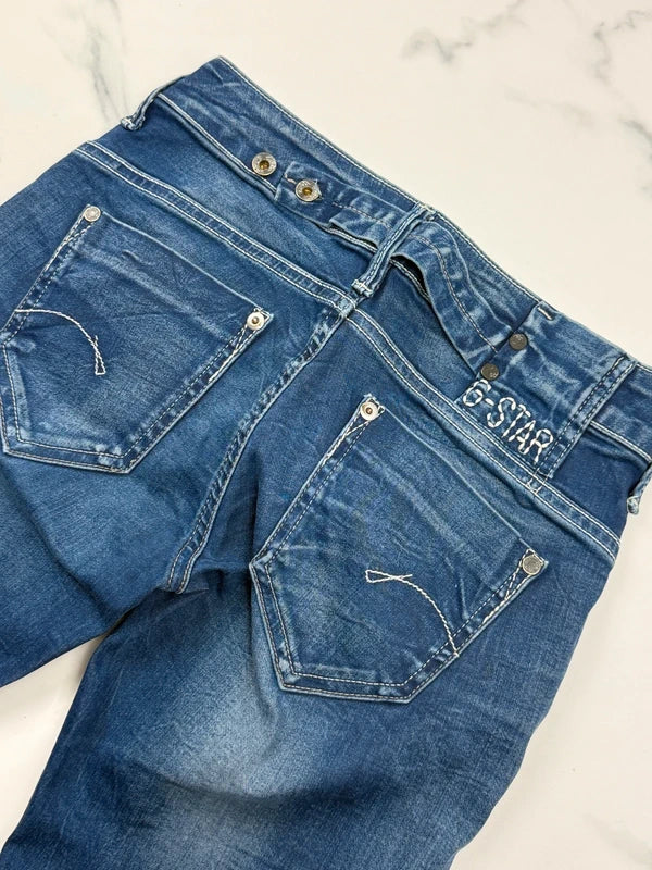 G-Star Damen Jeans Blau Gr. S W27 Bootcut 98% Baumwolle Made in Italy