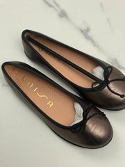 Unisa Kinder Ballerinas Pyrite Lightmetal Leder Gr. 34 Neu mit Etikett