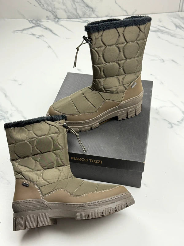 Marco Tozzi Damen Winterstiefel Khaki Neu