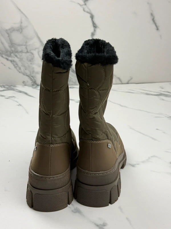 Marco Tozzi Damen Winterstiefel Khaki Neu