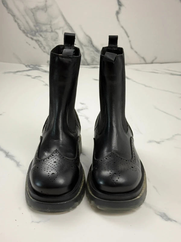 Inuovo Damen Chelsea Boots Leder Schwarz Gr. 41