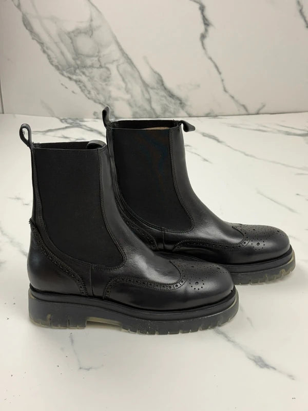 Inuovo Damen Chelsea Boots Leder Schwarz Gr. 41