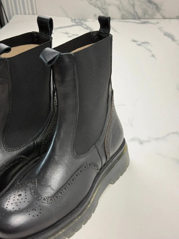 Inuovo Damen Chelsea Boots Leder Schwarz Gr. 41