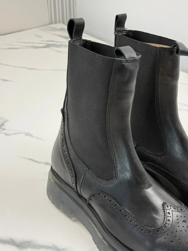 Inuovo Damen Chelsea Boots Leder Schwarz Gr. 41