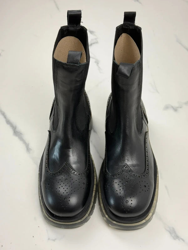Inuovo Damen Chelsea Boots Leder Schwarz Gr. 41