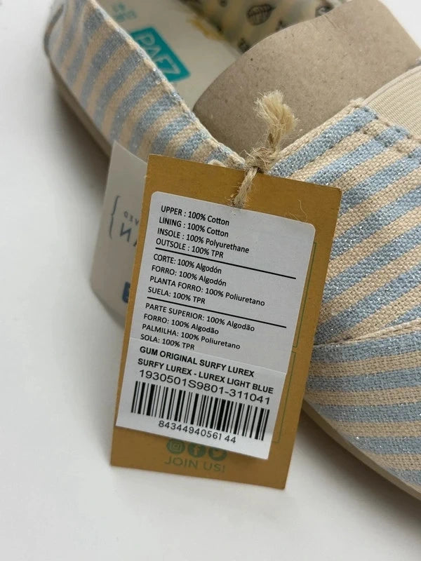 PAEZ Gum Original Classic Surfy Lurex Damen Espadrilles Hellblau Beige Gr. 41