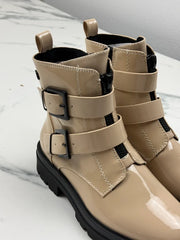 s.Oliver Damen Stiefeletten Taupe Lackoptik Gr. 37 Neu mit Etikett