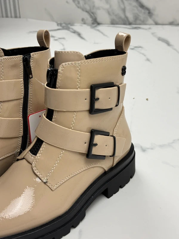 s.Oliver Damen Stiefeletten Taupe Lackoptik Gr. 37 Neu mit Etikett