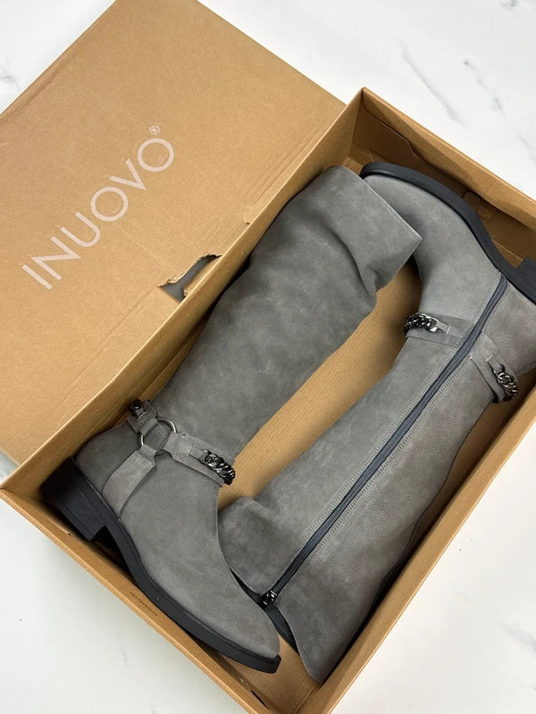 Inuovo Damen Stiefel Grau mit Kettendetail Gr. 39