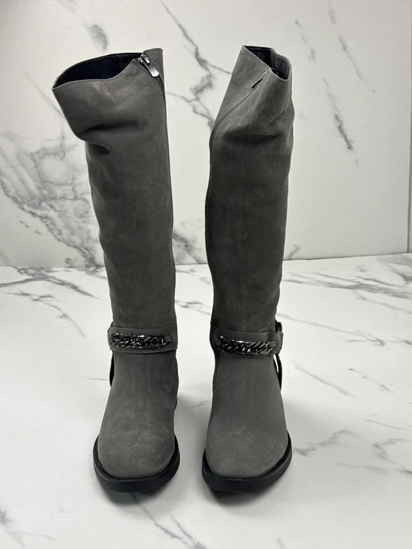 Inuovo Damen Stiefel Grau mit Kettendetail Gr. 39
