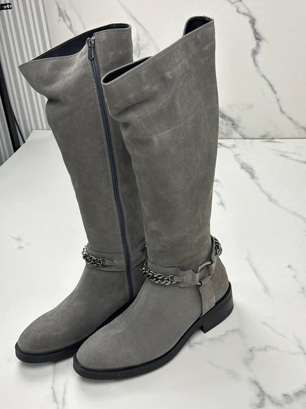 Inuovo Damen Stiefel Grau mit Kettendetail Gr. 39