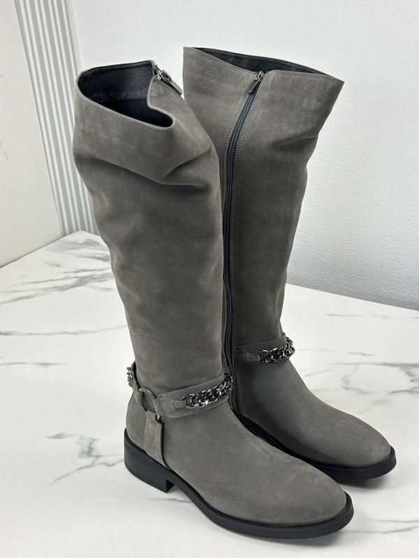 Inuovo Damen Stiefel Grau mit Kettendetail Gr. 39