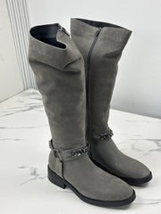 Inuovo Damen Stiefel Grau mit Kettendetail Gr. 39