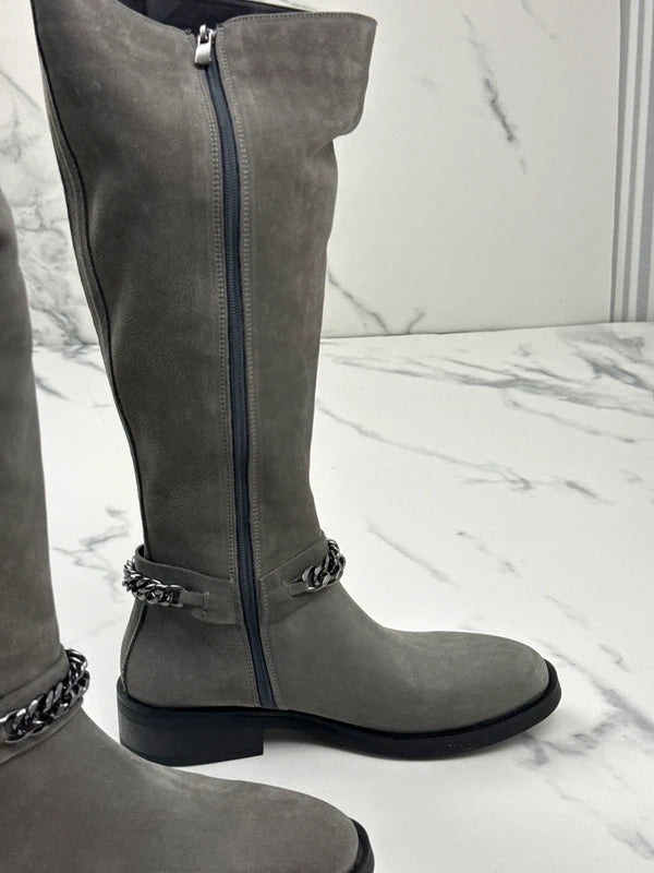 Inuovo Damen Stiefel Grau mit Kettendetail Gr. 39