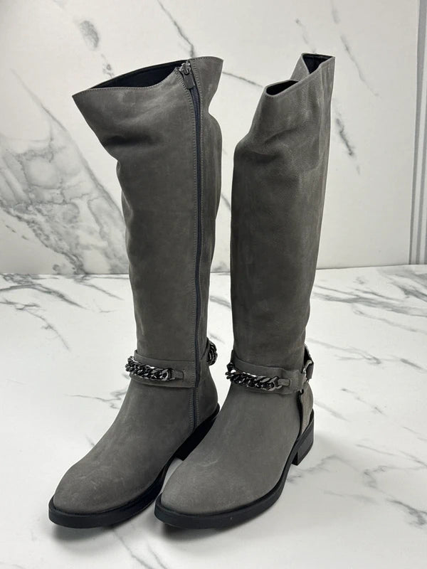 Inuovo Damen Stiefel Grau mit Kettendetail Gr. 39
