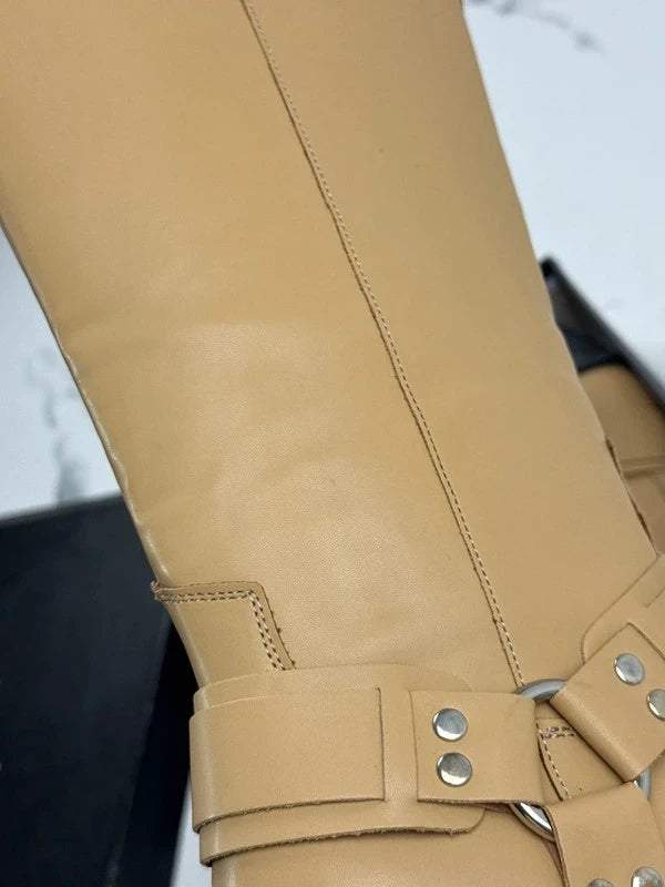 PrettyLittleThing Damen Cowboy Stiefel Beige Gr. 40
