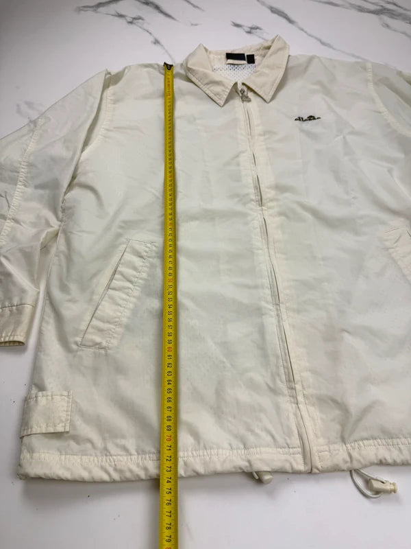 Ellesse Damen Vintage Jacke Creme Gr. L Nylon Logo Retro