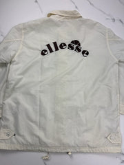 Ellesse Damen Vintage Jacke Creme Gr. L Nylon Logo Retro