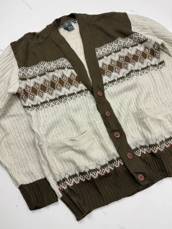 Total Man Basic Herren Strickjacke Beige Khaki Gr. M Gemustert 100% Acryl