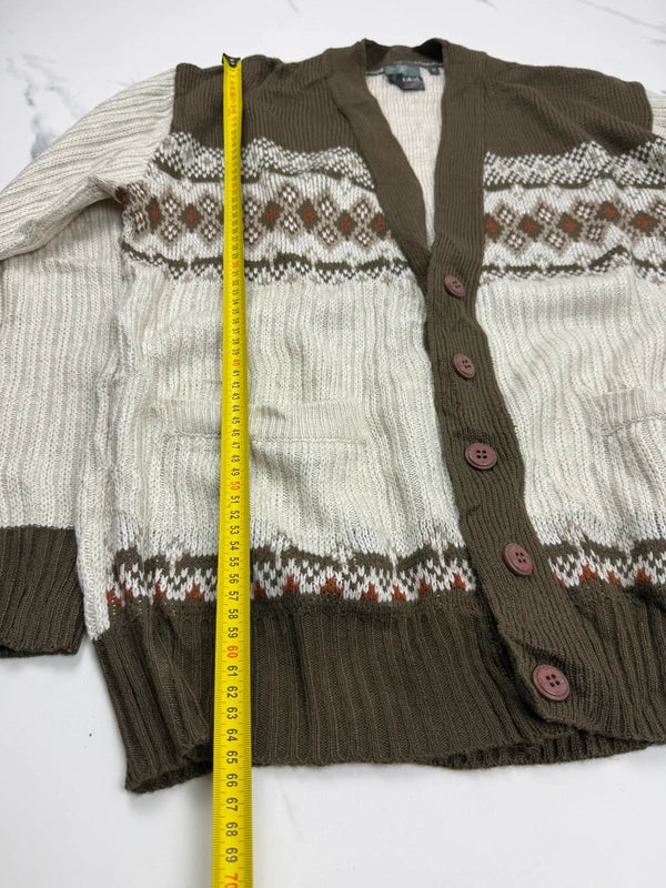 Total Man Basic Herren Strickjacke Beige Khaki Gr. M Gemustert 100% Acryl