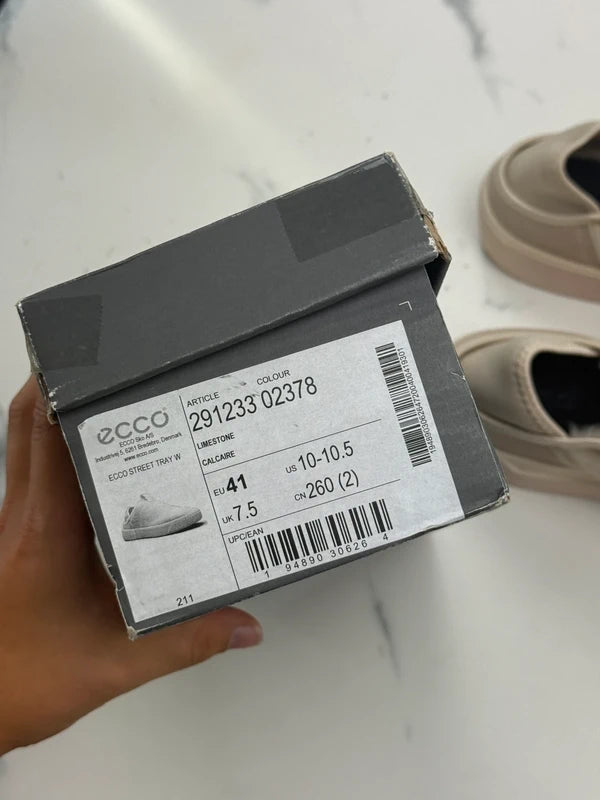 ECCO Street Tray W Damen Slip-On Sneaker Beige Leder Gr. 41 Neu