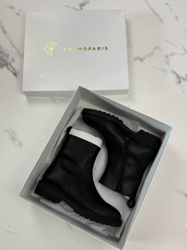 Cosmoparis Damen Leder Stiefeletten Schwarz Gr. 36 Neu