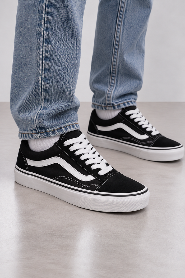 Vans Old Skool Platform Damen Sneaker Schwarz Weiß Gr. 38