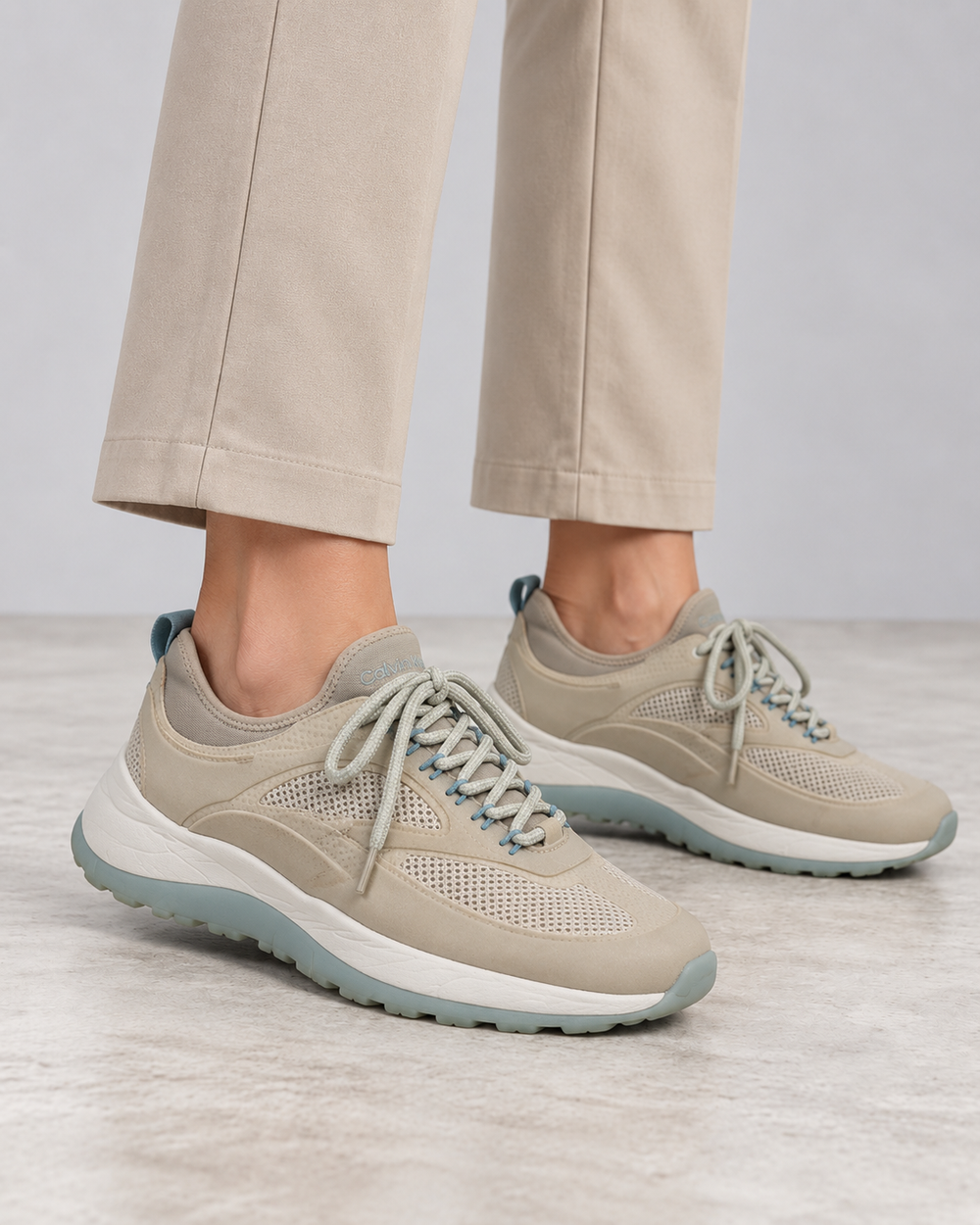 Calvin Klein Runner Lace Up Pearl Mix Damen Sneaker Beige Gr. 40