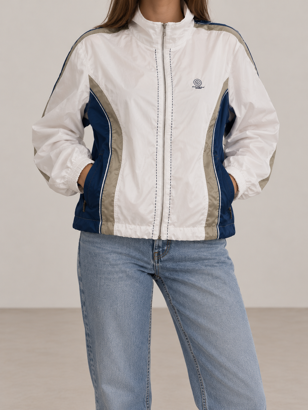 Canyon Sport Damen Laufjacke Weiß Blau Gr. 36 Windbreaker