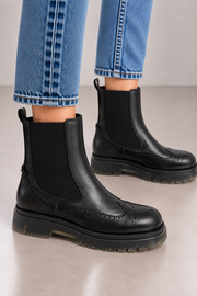 Inuovo Damen Chelsea Boots Leder Schwarz Gr. 41