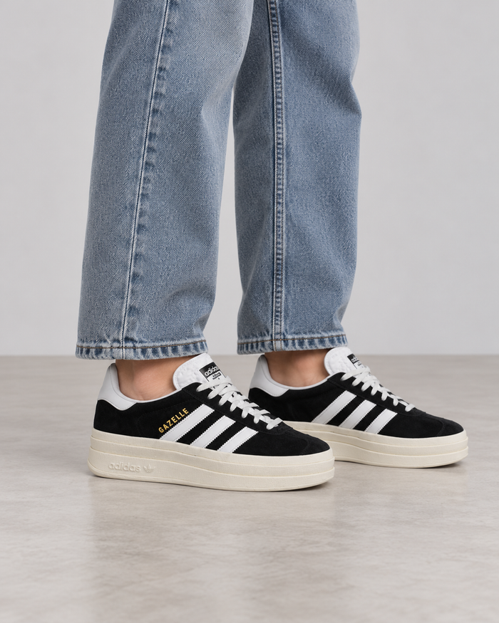 Adidas Gazelle Bold Damen Plateau Sneaker Schwarz Weiß Gr. 40 2/3