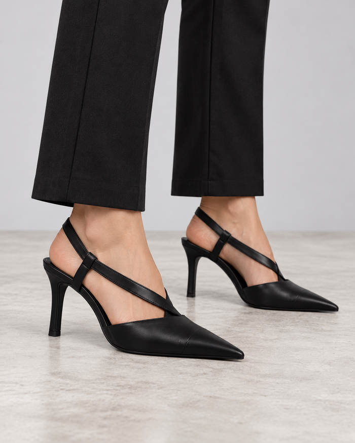 Michael Kors Damen Slingback Pumps Schwarz Leder Gr. 37