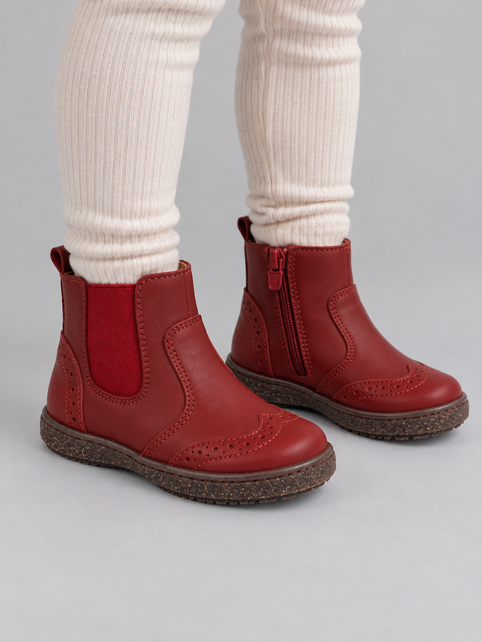 Bisgaard Odette Kinder Chelsea Boots Rot Leder Gr. 24 Neu mit Etikett
