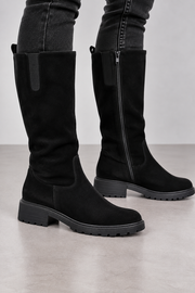 Gabor Damen Veloursleder Stiefel Schwarz Gr. 38,5 Schaftweite S