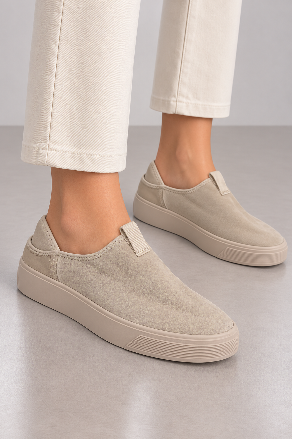 ECCO Street Tray W Damen Slip-On Sneaker Beige Leder Gr. 41 Neu